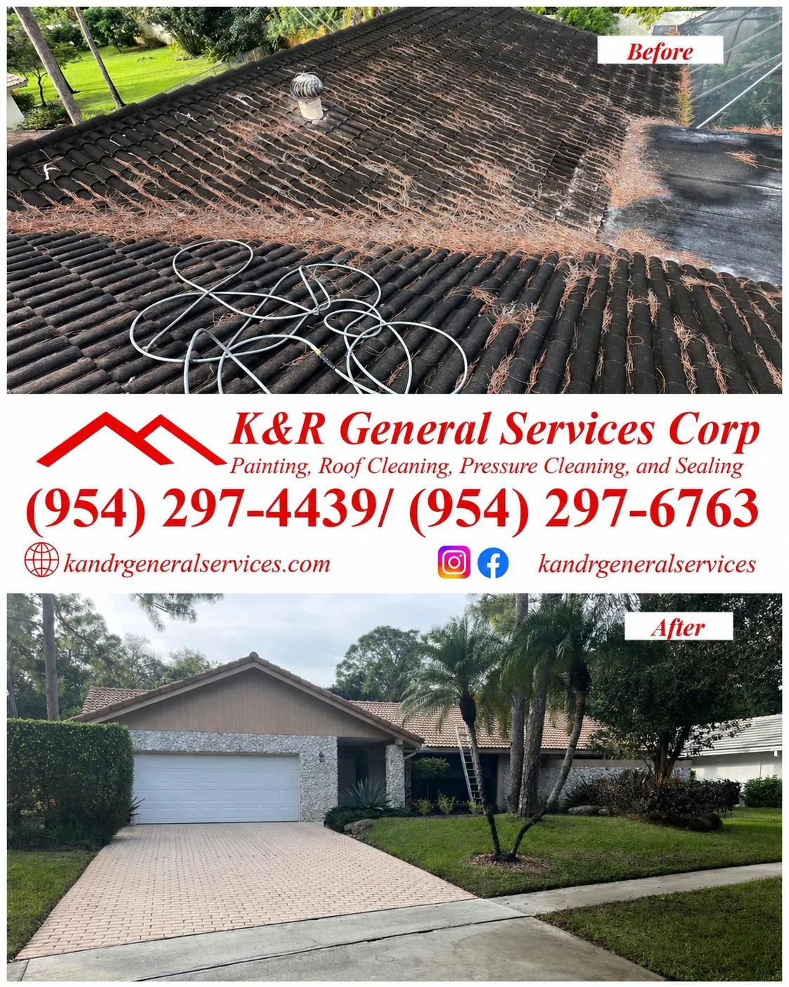 Patio cleaning before and after