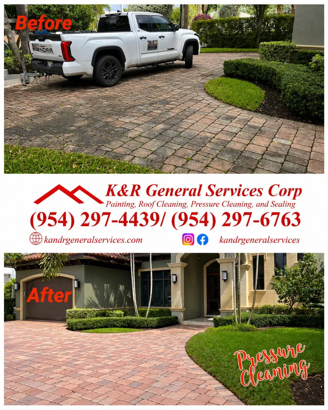 Driveway cleaning before and after